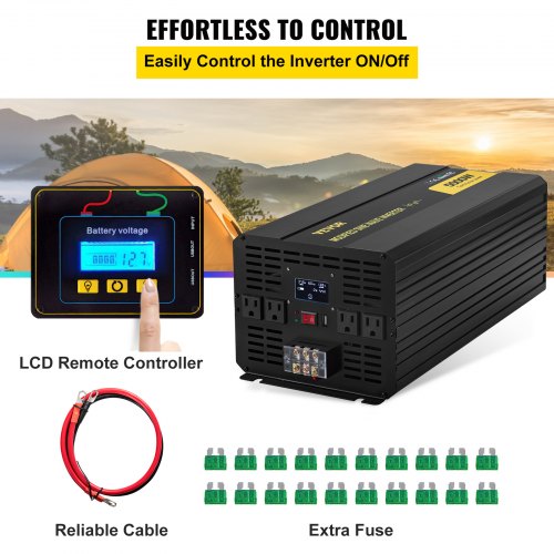 5000W Modified Sine Wave Inverter DC 12V To AC 120V Power Converter With LCD Remote Controller LED  4