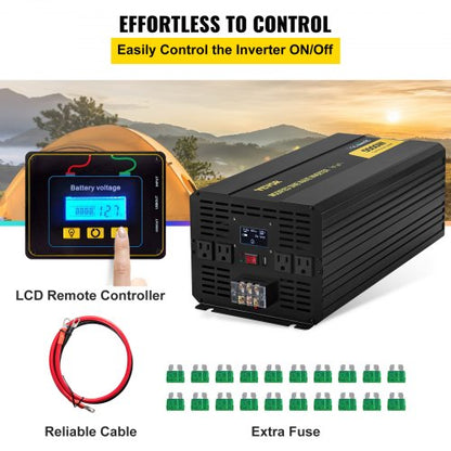 5000W Modified Sine Wave Inverter DC 12V To AC 120V Power Converter With LCD Remote Controller LED  4
