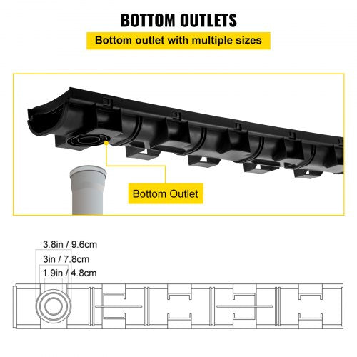5Pack Plastic Trench Drain System 57x31Inch HDPE Channel Drain With Grates  End Caps  HeavyDuty Wat 5