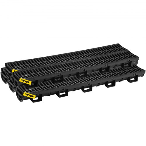 5Pack Plastic Trench Drain System 57x31Inch HDPE Channel Drain With Grates  End Caps  HeavyDuty Wat 8