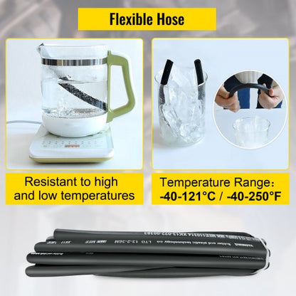 50ft Hydraulic Hose 12 ID 5000 PSI Flexible Oil Hose With 2 Steel Wire Braids Durable TemperatureRe 6
