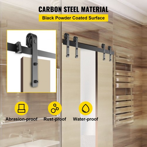 10FT Barn Door Kit 330LBS LoadBearing Double Barn Door Hardware Kit Carbon Steel Track For 137177 T 2