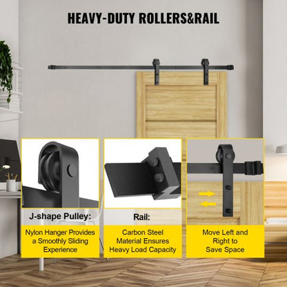 10FT Barn Door Kit 330LBS LoadBearing Double Barn Door Hardware Kit Carbon Steel Track For 137177 T 3