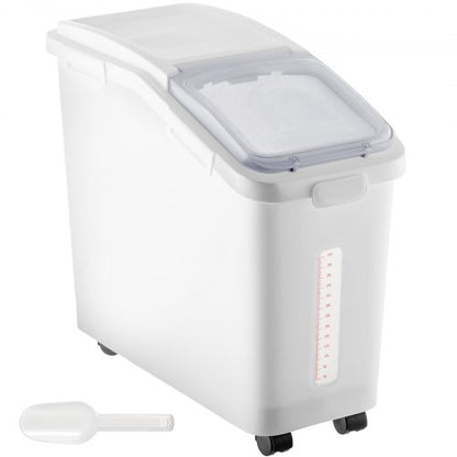 114 Gallon Capacity Shelf Ingredient Bin 280 Cup Flour Storage With Wheels Airtight Lid  Scoop 1