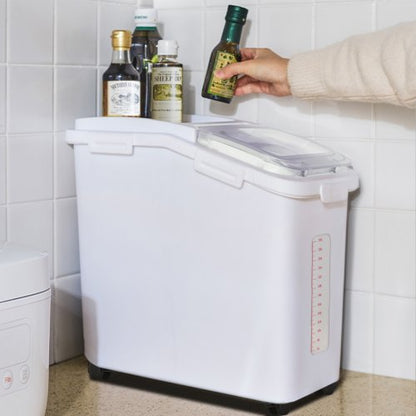 11.4 Gallon Capacity Shelf Ingredient Bin, 280 Cup Flour Storage with Wheels, Airtight Lid & Scoop