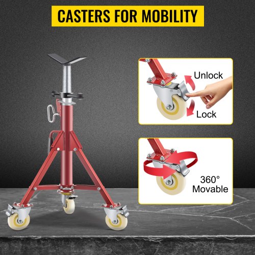 V Head Pipe Stand Adjustable Height 2852 Inch 882 LB Capacity With Casters Folding Portable Steel J 4