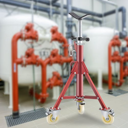 V Head Pipe Stand, Adjustable Height 28-52 Inch, 882 LB Capacity with Casters, Folding Portable Steel Jack Stand