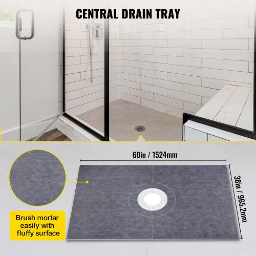 Premium Shower Curb Overlay Kit, Watertight ABS Central Bonding Flange, Stainless Steel Grate, Adjustable Shower Curbs