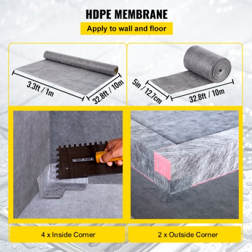 Watertight Shower Curb Kit with ABS Offset Bonding Flange & Stainless Steel Grate, Includes Cuttable Shower Curbs