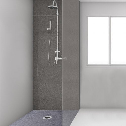 Watertight Shower Curb Kit with ABS Offset Bonding Flange & Stainless Steel Grate, Includes Cuttable Shower Curbs