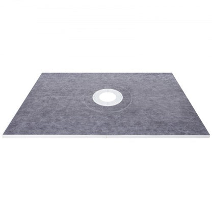 Waterproof Shower Curb Overlay Kit, PVC Central Flange, Stainless Grate, Adjustable Curbs, HDPE Membrane & Slope Tray