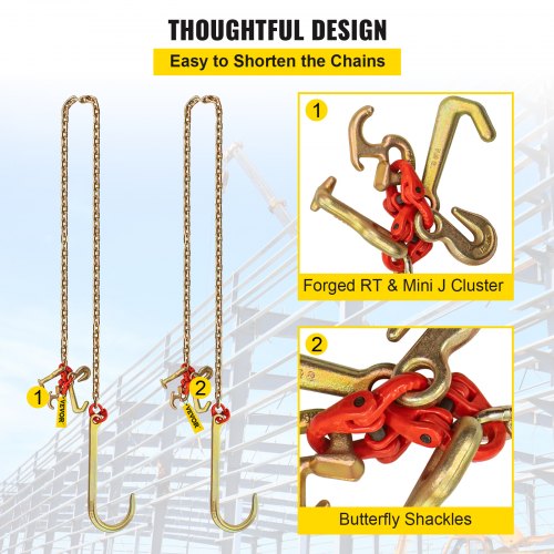 Bridle Transport Chain with Dual G J Hooks, 9260 lbs Heavy-Duty Tow Chain for Trucks, Trailers & Vehicle Recovery