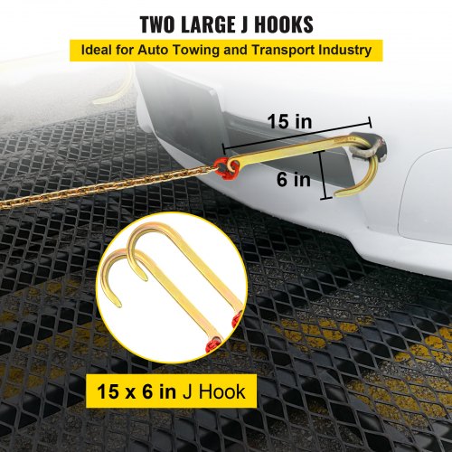 Bridle Transport Chain with Dual G J Hooks, 9260 lbs Heavy-Duty Tow Chain for Trucks, Trailers & Vehicle Recovery