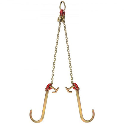Grade V Bridle Chain, High lbs Break Strength Tow Chain Bridle with TJ Hooks, Grab Hooks, Heavy Duty Pear Link Connector
