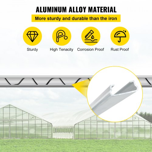 Spring Wire and Lock Channel Set, PE Coated Wire & Aluminum Alloy U-Channel for Greenhouse Plastic Poly Film