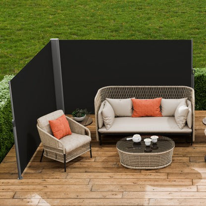 Retractable Side Awning, Double Retractable Patio Screen Waterproof Privacy Fence, Outdoor Room Divider
