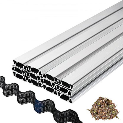 Spring Wire and Lock Channel Kit, Aluminum Alloy U-Channel & PE-Coated Wiggle Wire for Greenhouse Plastic Poly Film