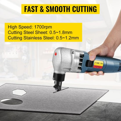 Sheet Metal Nibbler, Electric Metal Nibbler 1800RPM High Speed Rotor, Metal Nibbler Cutter with Replaced Blades, Storage