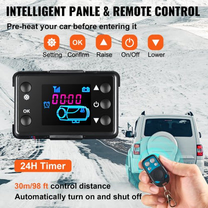 Diesel Air Heater All in One, Diesel Parking Heater with Silencer & Remote Control LCD Switch for RV, Motorhome, Bus