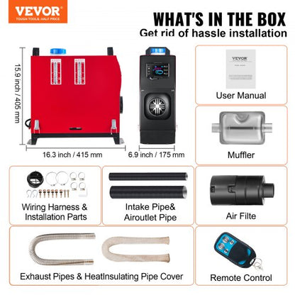 Diesel Air Heater All in One, Diesel Parking Heater with Silencer & Remote Control LCD Switch for RV, Motorhome, Bus
