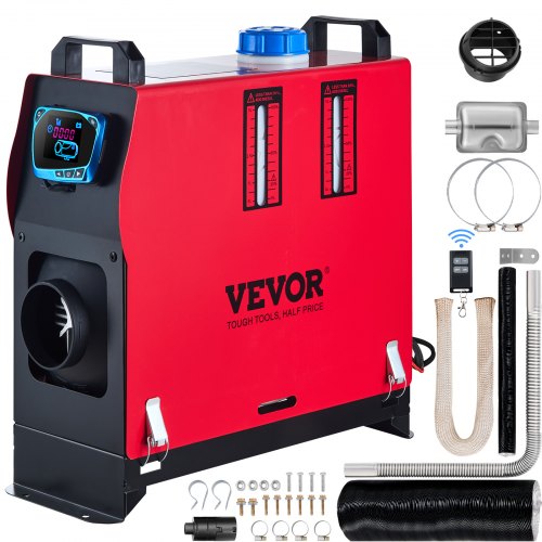 All-in-One Diesel Air Heater, Outlet Remote Control Parking Heater with Silencer & Blue LCD for RV, Trucks, Buss