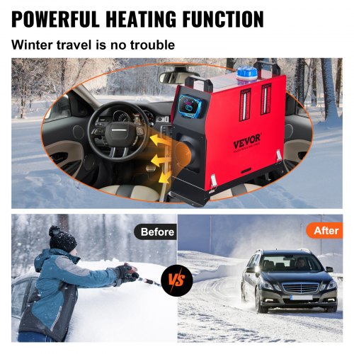 All-in-One Diesel Air Heater, Outlet Remote Control Parking Heater with Silencer & Blue LCD for RV, Trucks, Buss