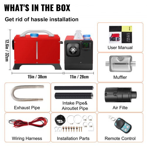 Diesel Air Heater All in One, Fast Heating Diesel Parking Heater with Black LCD & Remote Control for RV, Truck, Boat