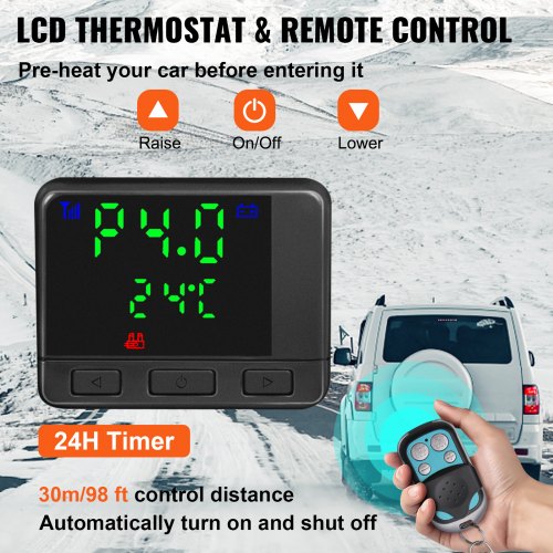 Diesel Air Heater Parking Heater Truck Heater with One Air Outlet, Black LCD Switch & Remote Control, Fast Heating