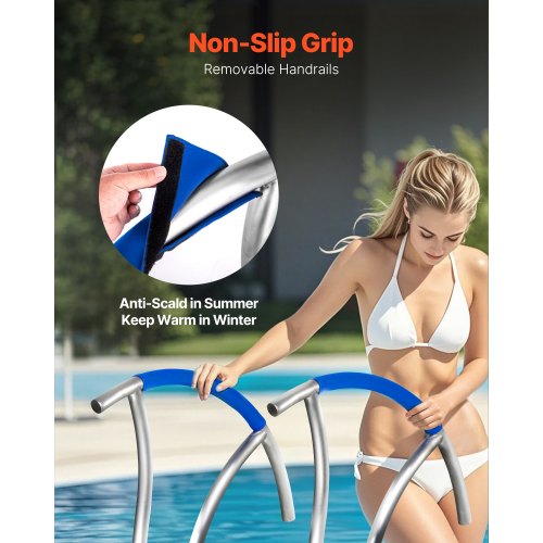 304 Stainless Steel Stair Pool Hand Rail 375lbs Load Capacity With Quick Mount Base Plate  Complete 4
