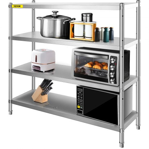 4Tier Stainless Steel Shelving Unit Heavy Duty Storage Rack 709 X 177 X 591 1320 Lbs Total Capacity 1