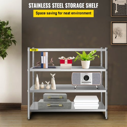 4Tier Stainless Steel Shelving Unit Heavy Duty Storage Rack 709 X 177 X 591 1320 Lbs Total Capacity 2