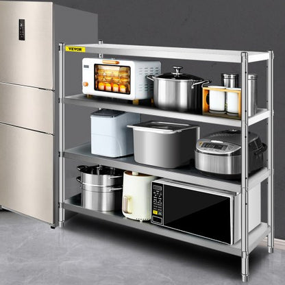 4-Tier Stainless Steel Shelving Unit, Heavy Duty Storage Rack, 70.9 x 17.7 x 59.1, 1320 lbs Total Capacity