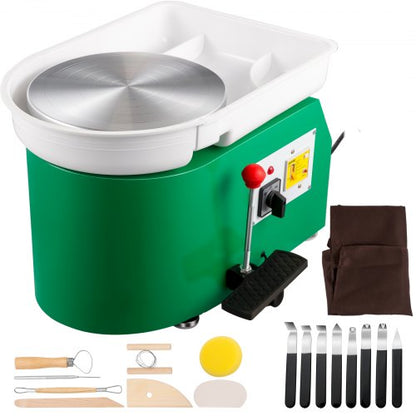 28cm Electric Pottery Wheel 350W Ceramic Forming Machine With Foot Pedal 18Piece Sculpting Tools  D 1