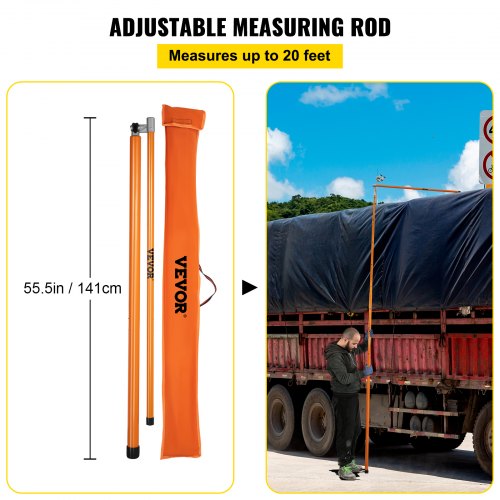 Truck Height Measuring Stick 20 Ft Adjustable Fiberglass Height Stick For Trucks NonConductive  Por 3
