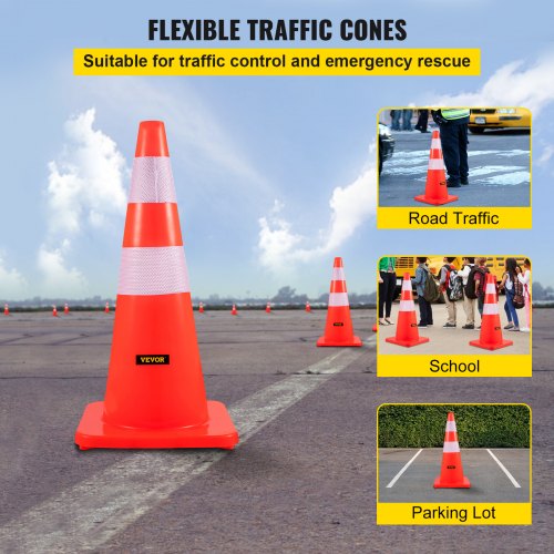 HeavyDuty 28 Traffic Cones 12Pack HighVisibility PVC Safety Cones With Reflective Strips For Drivew 2