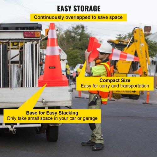 HeavyDuty 28 Traffic Cones 12Pack HighVisibility PVC Safety Cones With Reflective Strips For Drivew 6