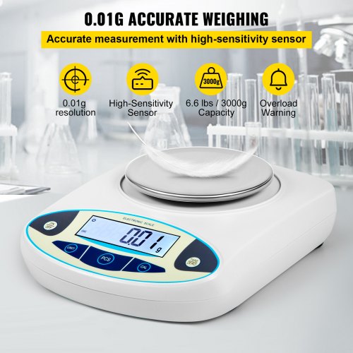 Scientific Digital Laboratory Balance 3000g Capacity 001g Accuracy Stainless Steel Pan For Jewelers 3