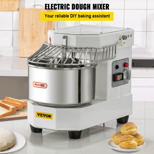 450W Commercial Dough Mixer 73Qt Stainless Steel Spiral Kneader With Timer  Safety Shield For Pizze 2