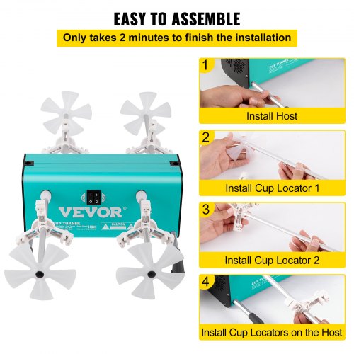 4Arm Cup Turner Tumbler Spinner Adjustable 2Speed Rotator With Mute Motor  Aluminum Frame 4 Indepen 6