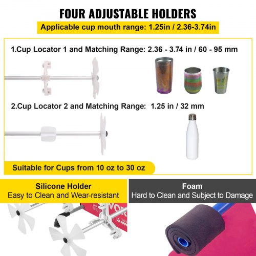 4Cup Turner 2Speed Multiple Tumbler Spinner Rotator Machine Kit With 4 Adjustable Arms Mute Motor 4