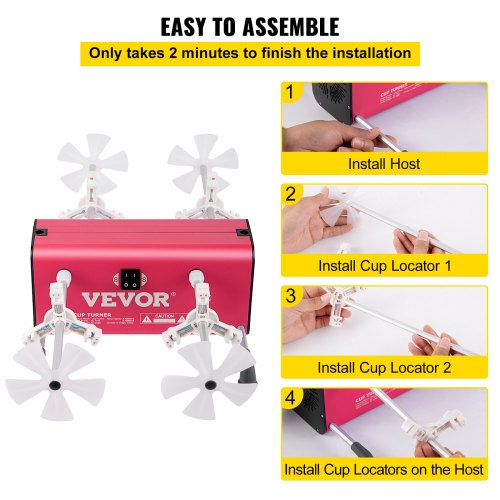 4Cup Turner 2Speed Multiple Tumbler Spinner Rotator Machine Kit With 4 Adjustable Arms Mute Motor 6