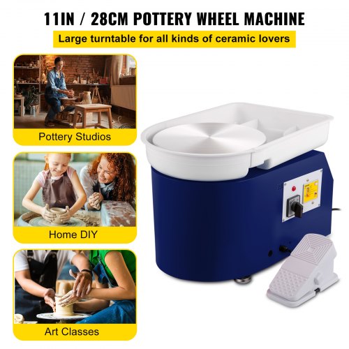 Professional 28cm Pottery Wheel With Detachable Basin  Foot Pedal Control 350W Art Craft DIY Clay T 2