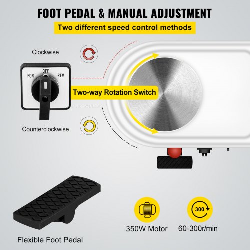 Professional 28cm Pottery Wheel With Detachable Basin  Foot Pedal Control 350W Art Craft DIY Clay T 4