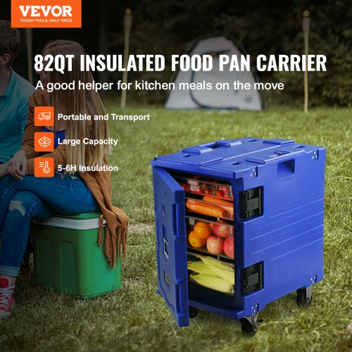 82 Qt Hot Box For Catering Front Loading Insulated Food Carrier With Wheels  Handles 2