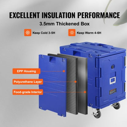 82 Qt Hot Box For Catering Front Loading Insulated Food Carrier With Wheels  Handles 3