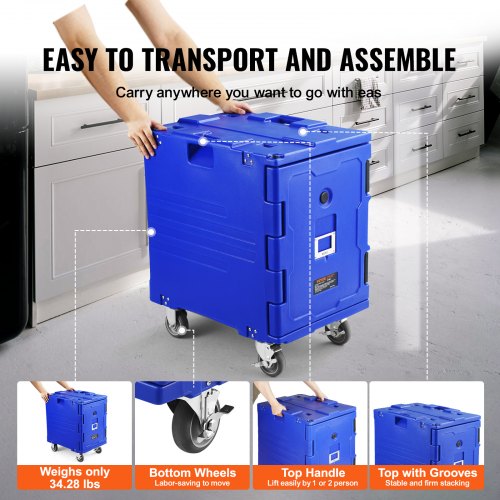 82 Qt Hot Box For Catering Front Loading Insulated Food Carrier With Wheels  Handles 5