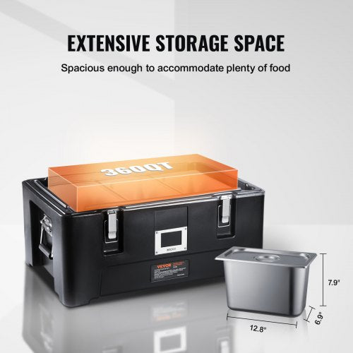 36Qt Stackable Catering Hot Box With 3 Stainless Steel Pans Top Load LLDPE Food Warmer WElastic Han 4