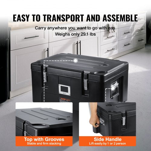 36Qt Stackable Catering Hot Box With 3 Stainless Steel Pans Top Load LLDPE Food Warmer WElastic Han 5