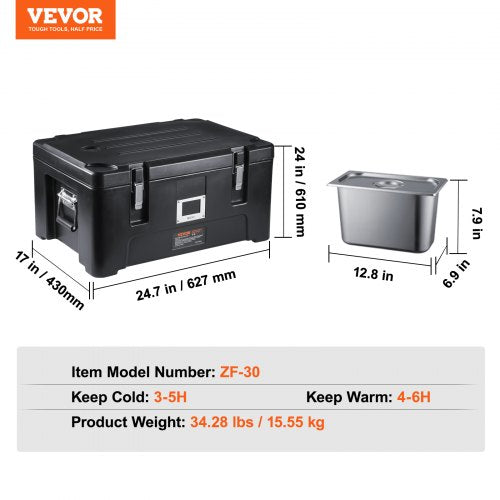 36Qt Stackable Catering Hot Box With 3 Stainless Steel Pans Top Load LLDPE Food Warmer WElastic Han 7