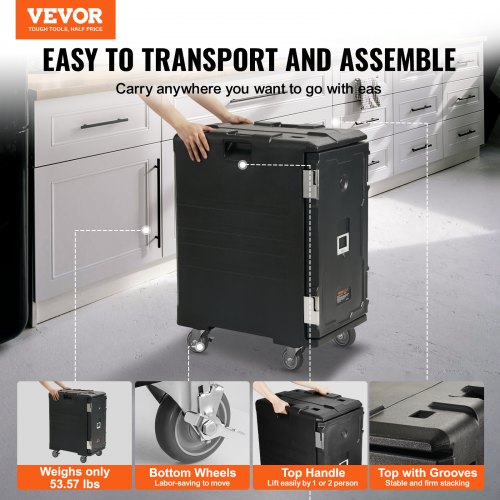 109 Qt Hot Box For Catering Front Loading Food Warmer WHandles  Wheels LLDPE Food Box Carrier WDoub 5